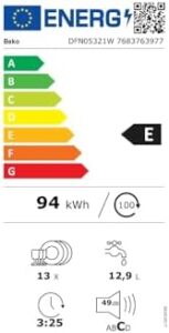 Lavastoviglie Beko DFN05321X in acciaio inox con capacità di 13 coperti  