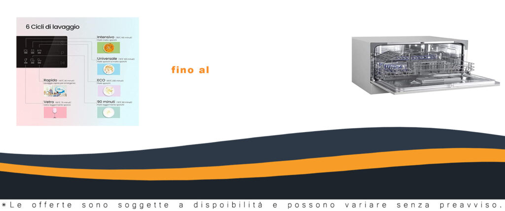COMFEE' Lavastoviglie compatta da tavolo TD602E-S con 6 coperti e 6 programmi