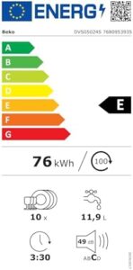 Lavastoviglie Slim Beko DVS05024S in argento, compatta e ideale per piccoli spazi  