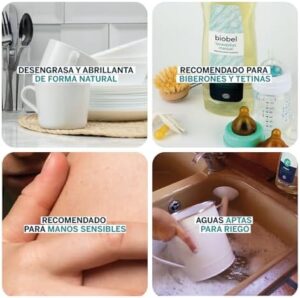BioBel Lavastoviglie Manuale 100% Naturale, ideale per pelli sensibili e utensili da cucina, con aroma di limone