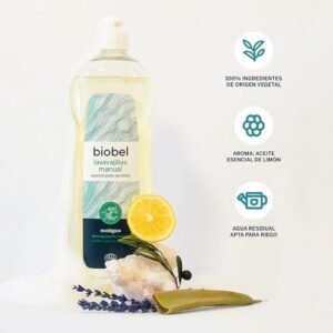 BioBel Lavastoviglie Manuale 100% Naturale, ideale per pelli sensibili e utensili da cucina, con aroma di limone