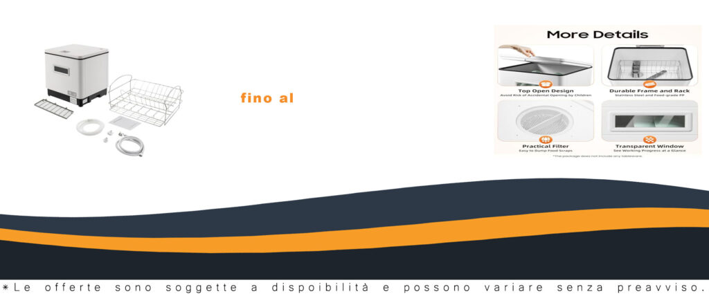 Lavastoviglie da tavolo 1500 W, perfetta per appartamenti, uffici e campeggio con funzione di asciugatura.
