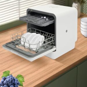 Lavastoviglie da tavolo mini portatile con serbatoio da 6 litri e funzione di asciugatura intelligente, ideale per piccoli appartamenti.