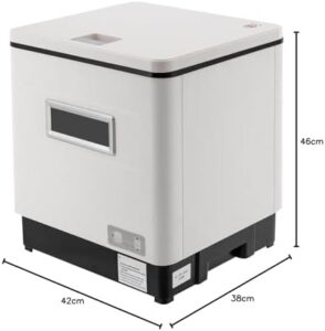 Fliuyr Lavastoviglie da Tavolo 1500 W, compatta e potente, ideale per piccole cucine, con 6 set di utensili lavabili e sistema di spray girevole a 360°.