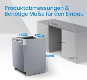 Lavastoviglie Midea SU 5.35X14CS con Home Connect e funzionalità avanzate, vista frontale in acciaio inox.