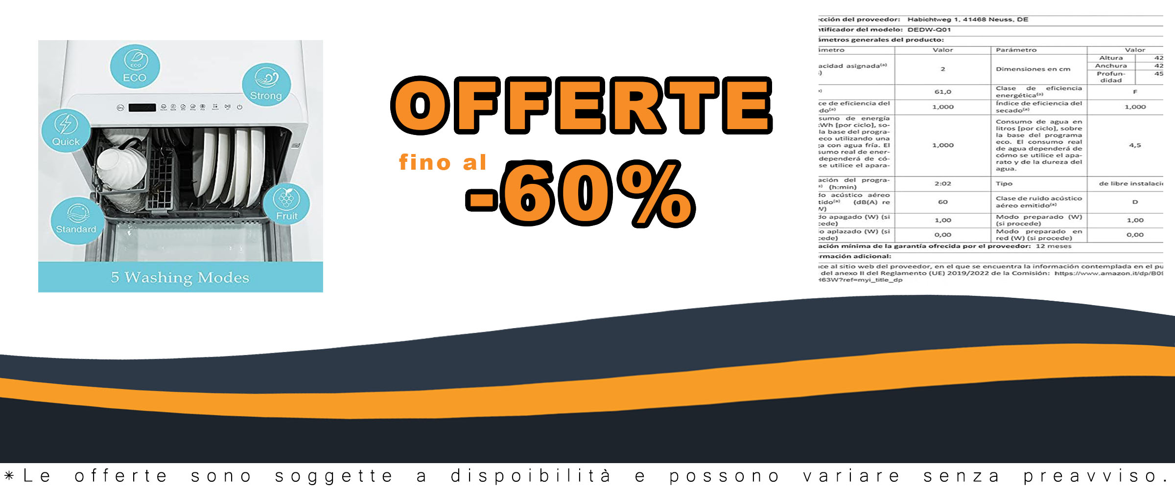 Mini lavastoviglie portatile da tavolo, compatta, ideale per ufficio, campeggio e camper