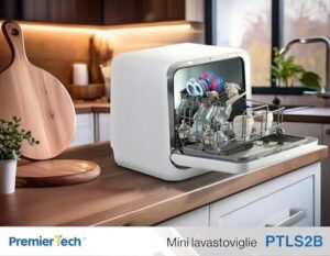 PremierTech Mini Lavastoviglie Portatile, compatta e versatile, ideale per campeggi, barche, case vacanze e hotel, con 6 programmi di lavaggio.