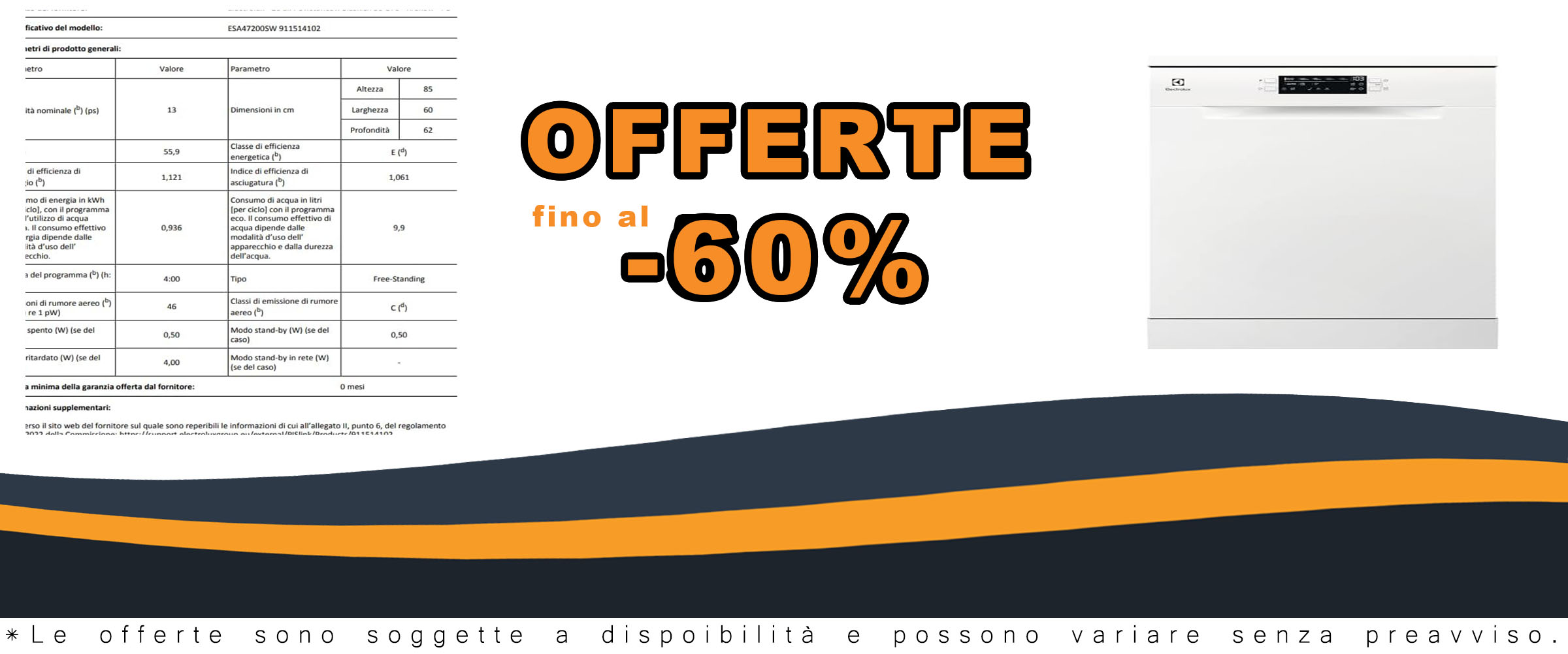 Electrolux Lavastoviglie ESA47200SW, 13 coperti, bianca, vista frontale, con cestello QuickLift e display del programma AirDry 300