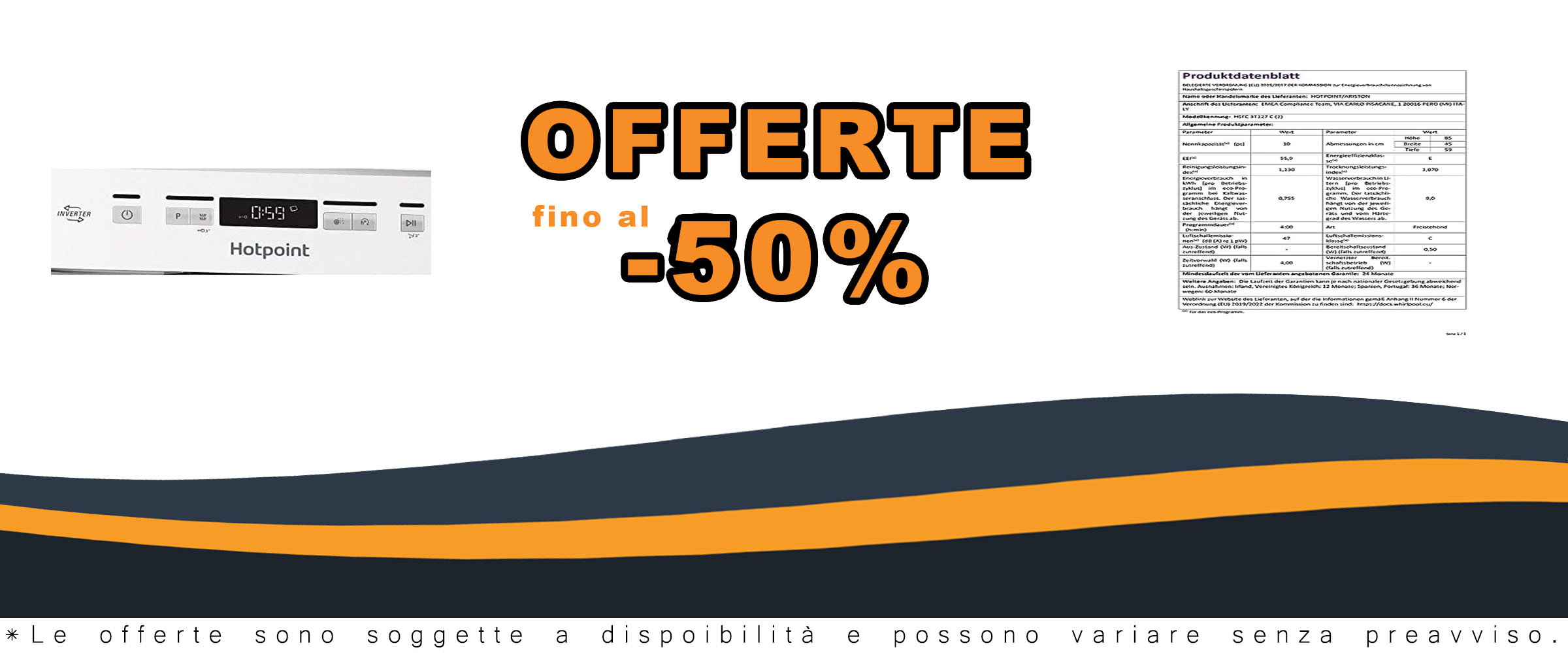 Lavastoviglie Hotpoint Ariston HSFC 3T127 C con capacità di 10 coperti e classe energetica E