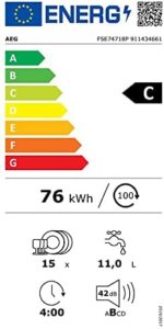 AEG ProClean Lavastoviglie Integrata con Tecnologia MaxiFlex, 15 coperti, vista dettagliata del prodotto