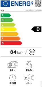 AEG FSB53627P Lavastoviglie completamente integrata, 60 cm con AirDry e display QuickSelect