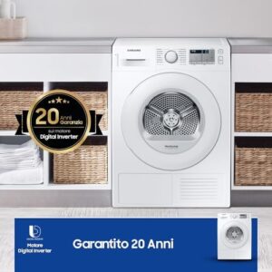 Samsung Asciugatrice Crystal Ecodry DV80TA020TH/ET con Pompa di Calore, Sensore Optimal Dry e Filtro 2 in 1