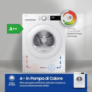 Samsung Asciugatrice Crystal EcoDry DV90CGC0A0TE/ET con pompa di calore, Wi-Fi e sensore Optimal Dry