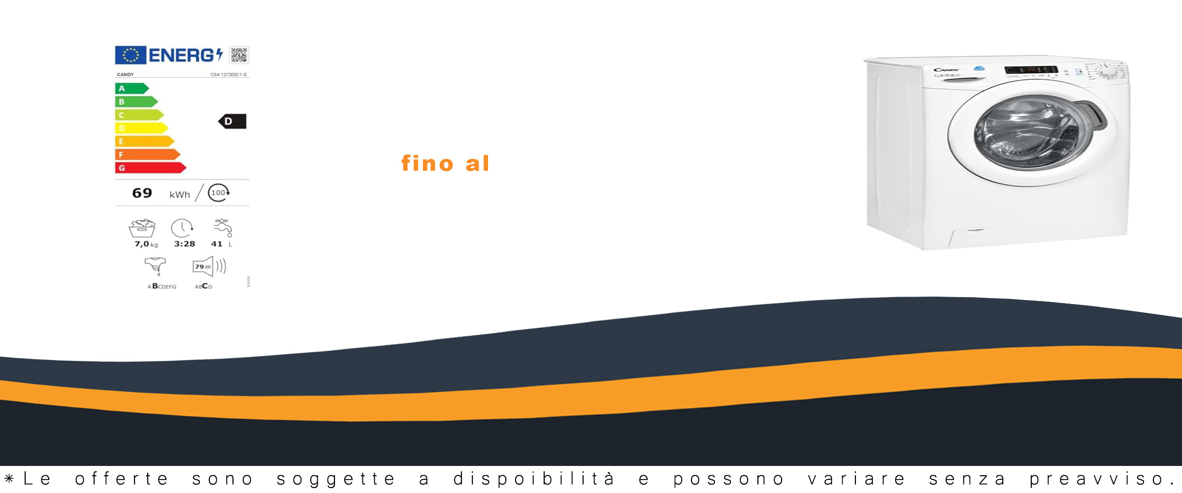 Immagine della Lavatrice Candy CS4 1272D3/1-S, modello slim con 7 kg di capacità e 1200 RPM.