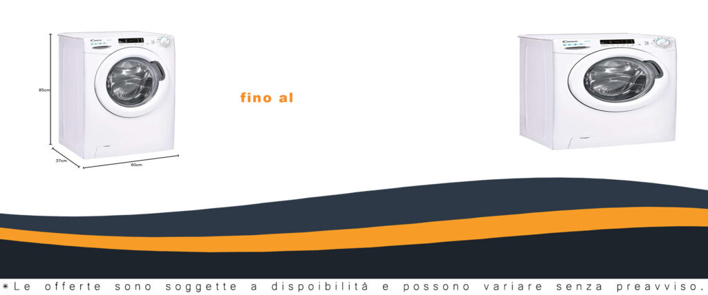 Lavatrice Candy Smart CSS341252DE/2-11 a carica frontale, 5 kg, con NFC e centrifuga 1200 giri, ideale per spazi ridotti.
