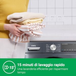 Lavatrice CHiQ CFL10-14586IM3XA a carica frontale da 10kg, motore a inverter e design compatto