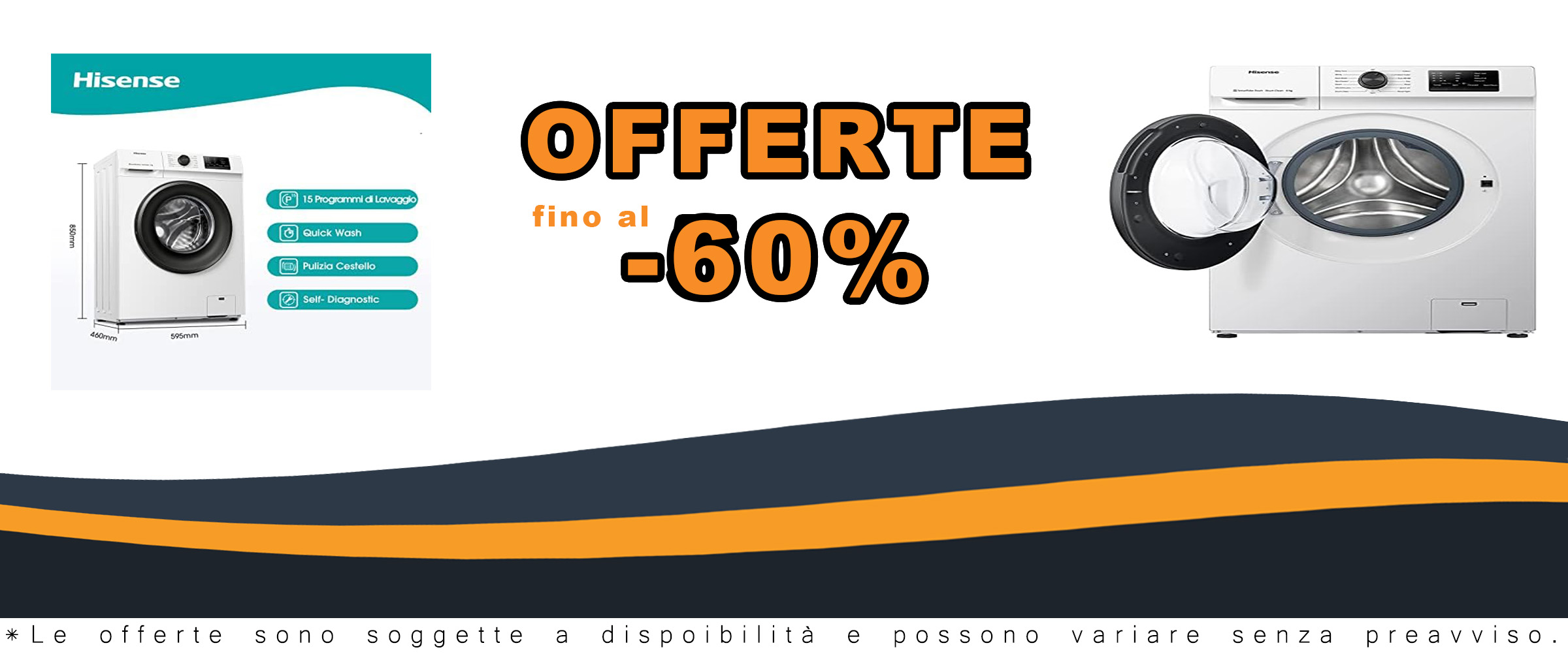 Lavatrice Hisense WFVC6010E a carica frontale con display LED e 15 programmi di lavaggio
