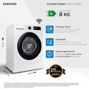 Immagine della Samsung Lavatrice Crystal Clean WW80CGC04DAEET con Ecobubble e Wi-Fi integrato