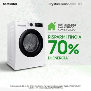 Immagine della Samsung Lavatrice Crystal Clean WW80CGC04DAEET con Ecobubble e Wi-Fi integrato