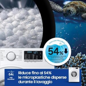 Samsung Lavatrice Crystal Clean WW80CGC04DTEET, modello a carica frontale, con capacità di 8 kg, Wifi, Ecobubble e funzione Vapore.