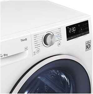 Asciugatrice LG RH80V9AVHN con funzionalità Wi-Fi, pompa di calore e classe A+++ in color bianco.