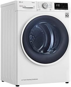 Asciugatrice LG RH80V9AVHN con funzionalità Wi-Fi, pompa di calore e classe A+++ in color bianco.