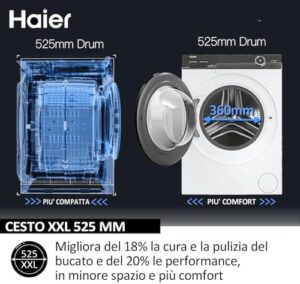 Haier HW70-BP14929-S, lavatrice slim a carica frontale, 7 kg, trattamento antibatterico e programma vapore.