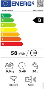 Lavatrice LG F4WV509N0E a carica frontale con Wi-Fi, intelligenza artificiale, motore Inverter Direct Drive, e Turbo Wash