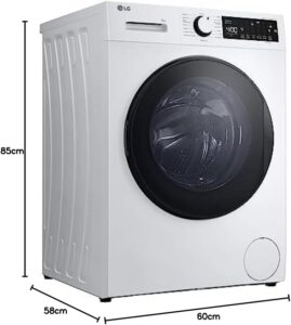 Lavatrice LG F4WM309SAE, 9kg, 1200 giri, lavaggio a vapore e funzione Allergy Care in un design elegante.