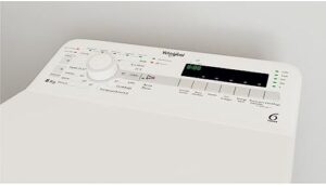 Whirlpool TDLR 6240S IT Lavatrice a carica dall'alto con 6 kg di capacità e 1200 giri/min di centrifuga, colore bianco.