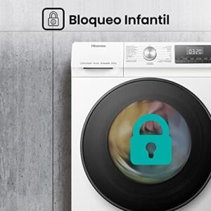 Lavasciuga WDQA8014EV 8+8 Kg Classe D 1400 giri in azione, con vista sul design compatto e moderno