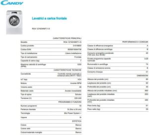 Lavatrice Candy RapidÓ Slim 7 Kg, bianca, con Wi-Fi, 9 programmi rapidi, funzione vapore e connettività app hOn