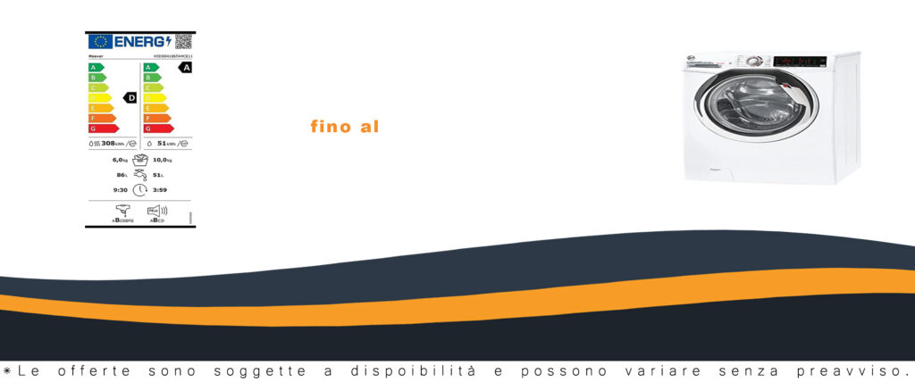 Hoover H3DSD4106TAMCE11 H-Wash&Dry 300 Pro, lavasciuga bianca da 10 kg con funzione vapore e 1400 giri di centrifuga.