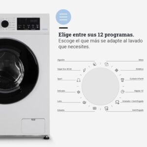 Lavatrice UNIVERSALBLUE 8 kg con pannello digitale e 12 programmi di lavaggio, classe energetica E