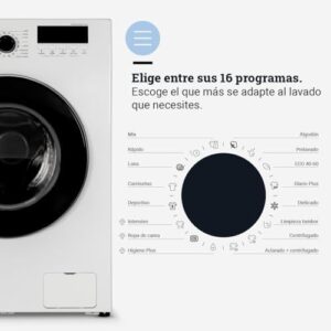 Lavatrice UNIVERSALBLUE da 10 kg con motore inverter silenzioso, classe A e 16 programmi di lavaggio.