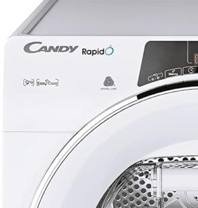 Candy RapidÓ Asciugatrice 9 Kg a Pompa di Calore, vista frontale con programma lana attivo