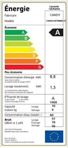 LL SECHANT CANDY CSWS4106TWMRE-47, lavatrice a carico frontale con Wi-Fi, efficienza energetica A+++, e capacità di 10 kg.