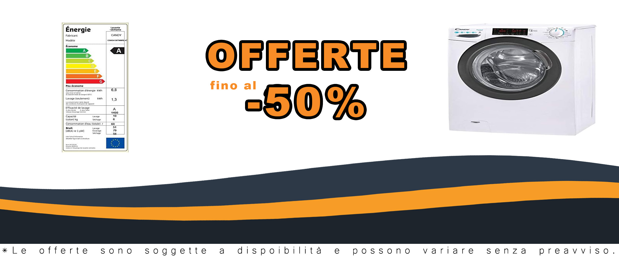 LL SECHANT CANDY CSWS4106TWMRE-47, lavatrice a carico frontale con Wi-Fi, efficienza energetica A+++, e capacità di 10 kg.