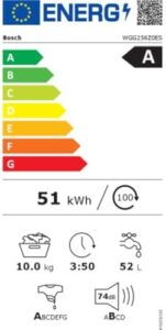 Lavatrice BOSCH Serie 6 WGG256Z0ES, installazione gratuita, capacità 10 kg, EcoSilence, bianca
