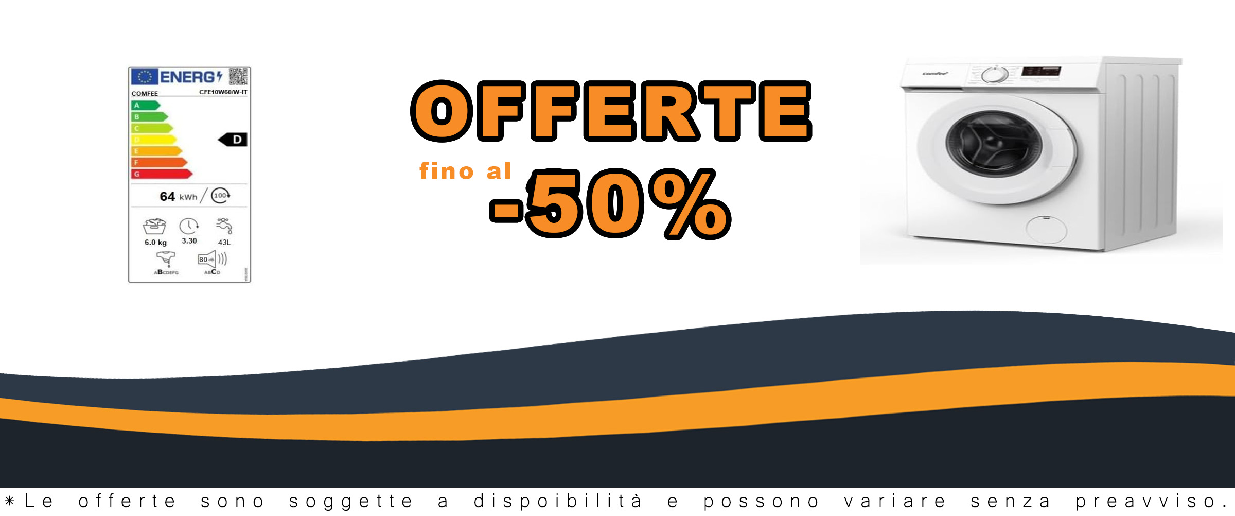 Lavatrice Slim 6 Kg Classe D 40 cm 1000 giri CFE10W60/W-IT, modello compatto ideale per piccoli spazi e con ottime prestazioni