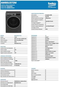 Lavatrice Beko AMBSU372M grigia, slim, con tecnologia EnergySpin e motore inverter