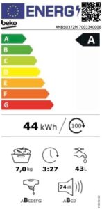 Lavatrice Beko AMBSU372M grigia, slim, con tecnologia EnergySpin e motore inverter