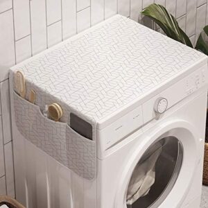 Lunarable Organizer per lavatrice grigio e bianco 47" x 18.5", soluzione pratica e funzionale per il tuo spazio lavanderia.