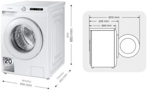 Samsung Lavatrice AI Control con Ecolavaggio WW12T504DTW/S3, lavatrice con WiFi e vapore
