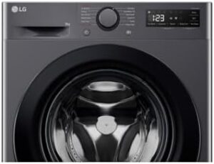 Lavatrice LG F4WR5009A6M in inox grafite, dotata di AI Direct Drive, 9 kg di capacità e funzionalità TurboWash 360°.  