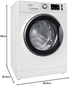 Lavatrice Hotpoint NR648GWSA IT a carica frontale, 8 kg di capacità, classe A e 1400 giri, con design moderno e prestazioni superiori.