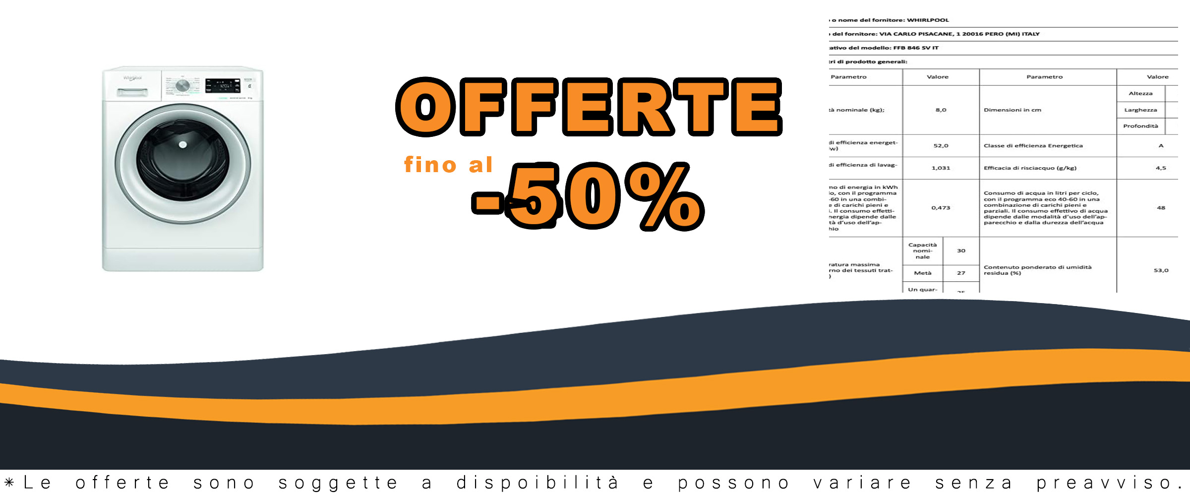 Whirlpool FFB 846 SV IT, lavatrice a carica frontale da 8 kg con centrifuga 1400 giri al minuto, classe energetica A, dimensioni compatte e alta efficienza.