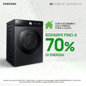 Samsung Lavatrice Bespoke AI Quickdrive WW11DB8B95GB/U3 con AI Control e capacità 11 Kg