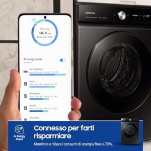 Samsung Lavatrice Bespoke AI Quickdrive WW11DB8B95GB/U3 con AI Control e capacità 11 Kg