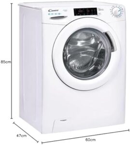 Lavatrice Candy Smart Inverter CS44 128TXME/2-S in bianco, modello a caricamento frontale con capacità di 8 kg e velocità di centrifuga di 1200 giri/min.